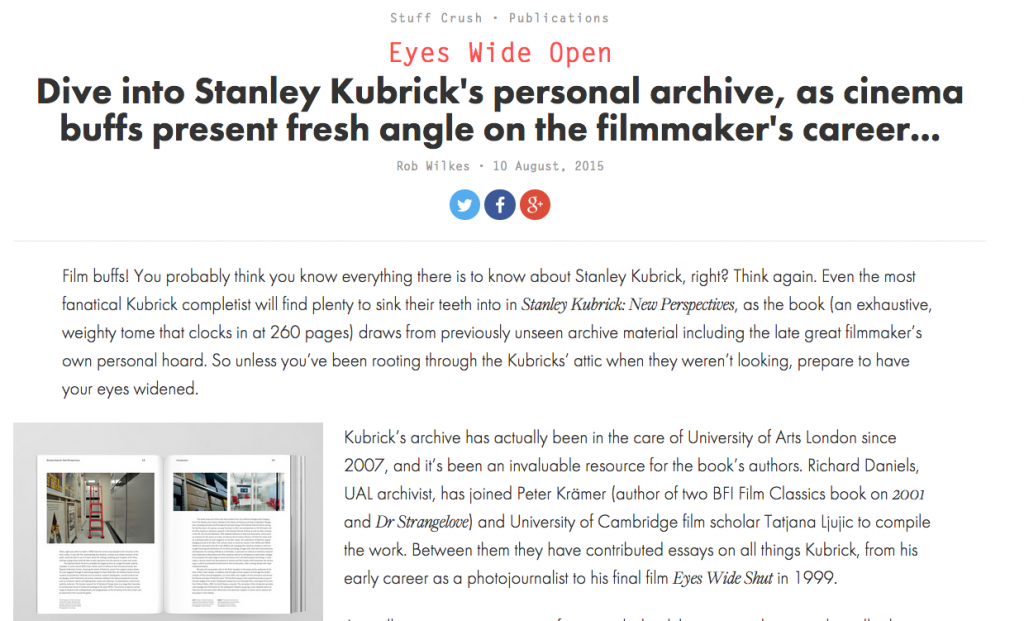 "We Heart" Kubrick book review by Rob Wilkes