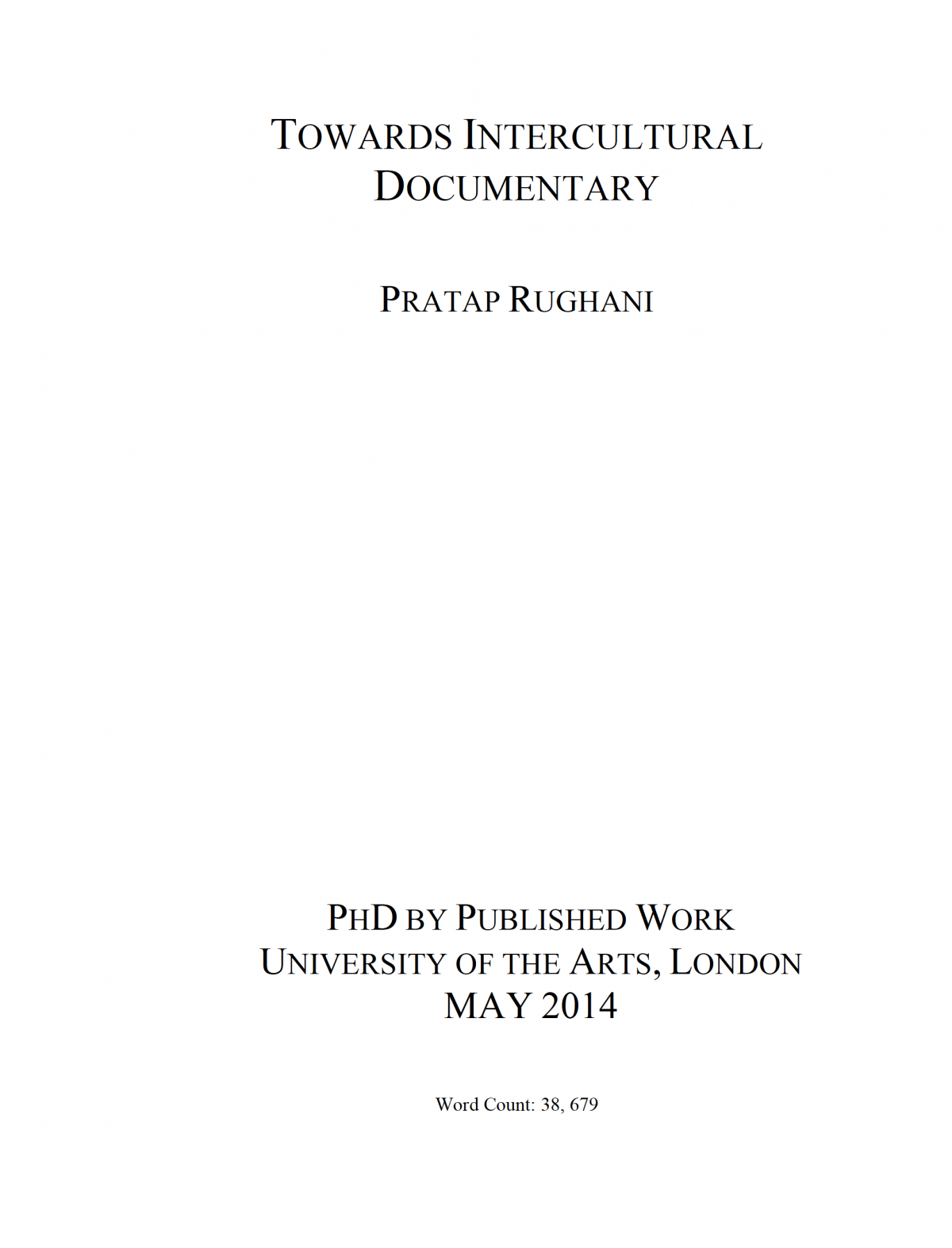 “Towards Intercultural Documentary” PhD by Pratap Rughani