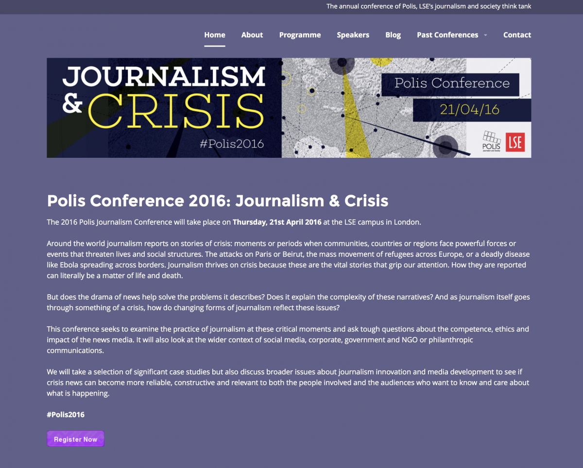 Journalism & Crisis Conference POLIS 2016