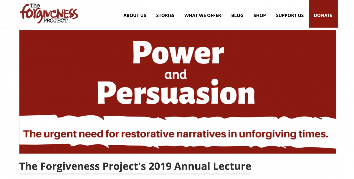 The Forgiveness Project’s Annual Lecture 12 November 2019